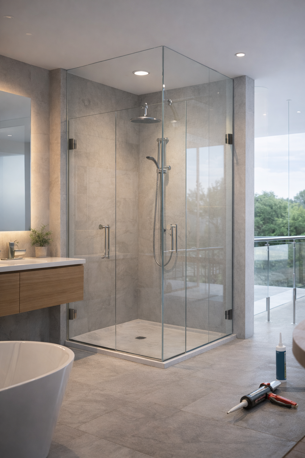 Fechamento de área com vidro temperado